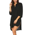 Летний женский купальник-рубашка однотонная цветная крышка, Пляжная черная пляжная одежда, купальный костюм, накидка