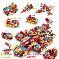 971pcs 8 in 1 mecha motor motorbike model figures building blocks kids car toys bricks gift for children boys
