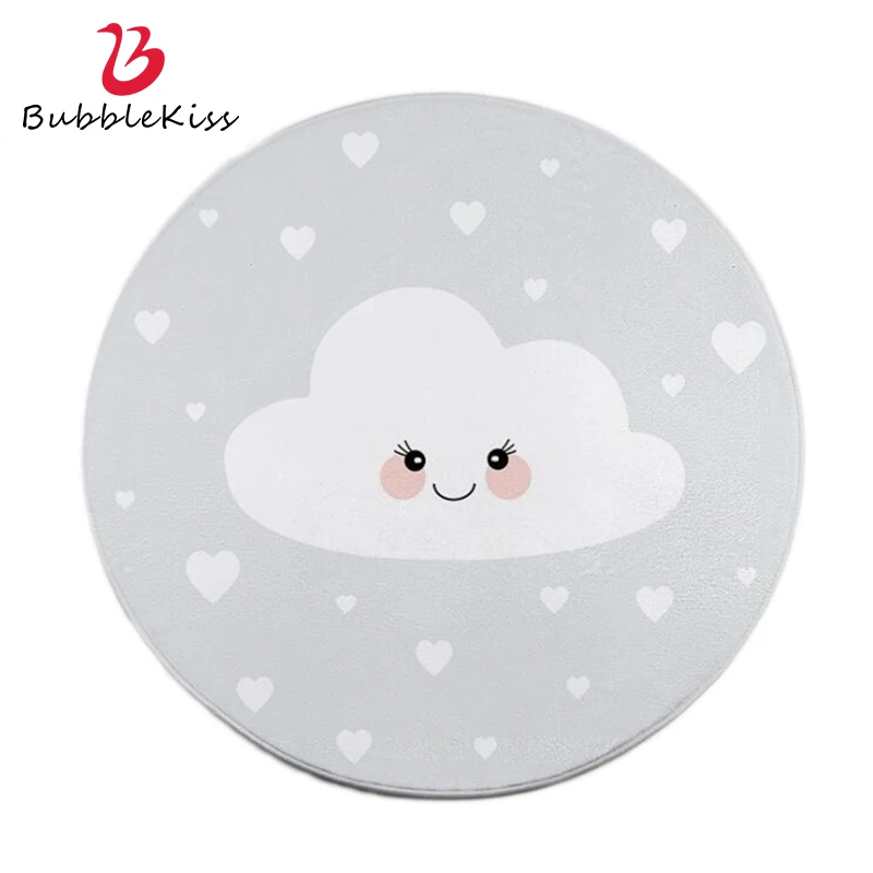 Круглый мультяшный ковер воздушный поцелуй с изображением белого медведя