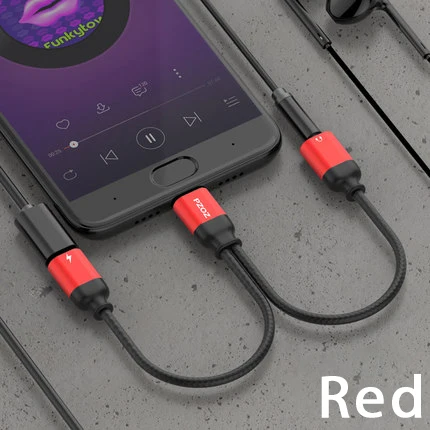 PZOZ usb type C штекер 3,5 мм разъем для наушников кабель-адаптер AUX аудио для Xiaomi Mi 6 6x huawei P20 mate 10 Pro type-C Быстрая зарядка - Цвет: Red 2 in 1