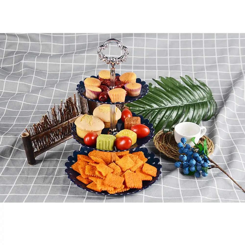 Трехслойная Фруктовая тарелка подставка для тортов десертов стойка хранения