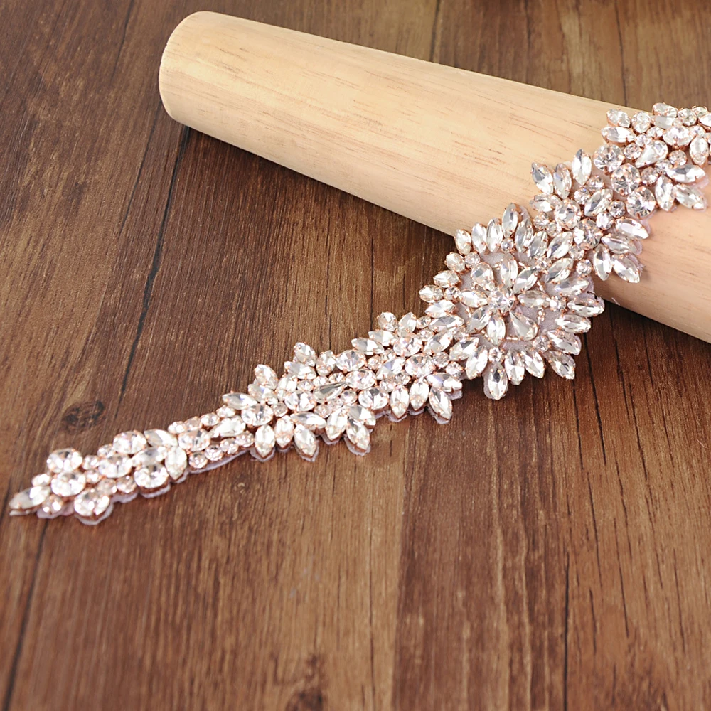 

TRiXY S319-RG Rose Gold Bridal Belts Crystals Bridal Sash Wedding Accessories Belts for Women Wedding Dress Sash Belt of Bride