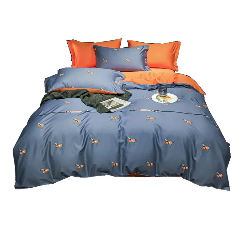 

Bedding Set Spring and Summer Cotton 4-Piece Luxury Satin 60-Piece Long Staple Cotton King and Cal-King Bedding Kit