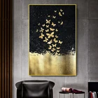 Абстрактное искусство Золотая бабочка картина маслом на холсте настенные художественные плакаты принты настенные картины для гостиной домашняя СТЕНА ДЕКОР Куадрос
