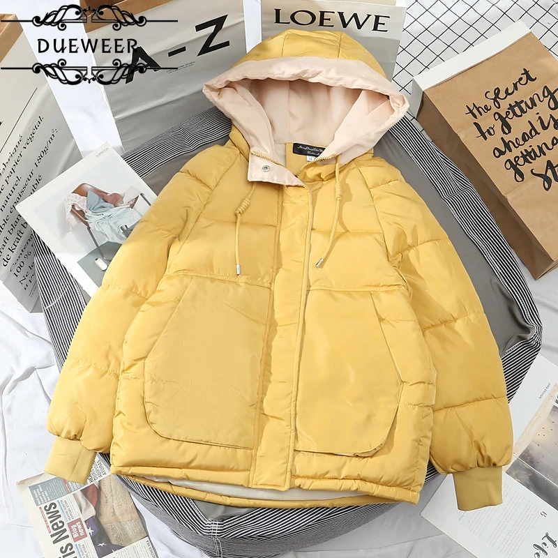 

Женские короткие парки DUEWEER, зимние утепленные пуховики, толстовки, верхняя одежда с карманами, шикарная Повседневная модная простая одежда...