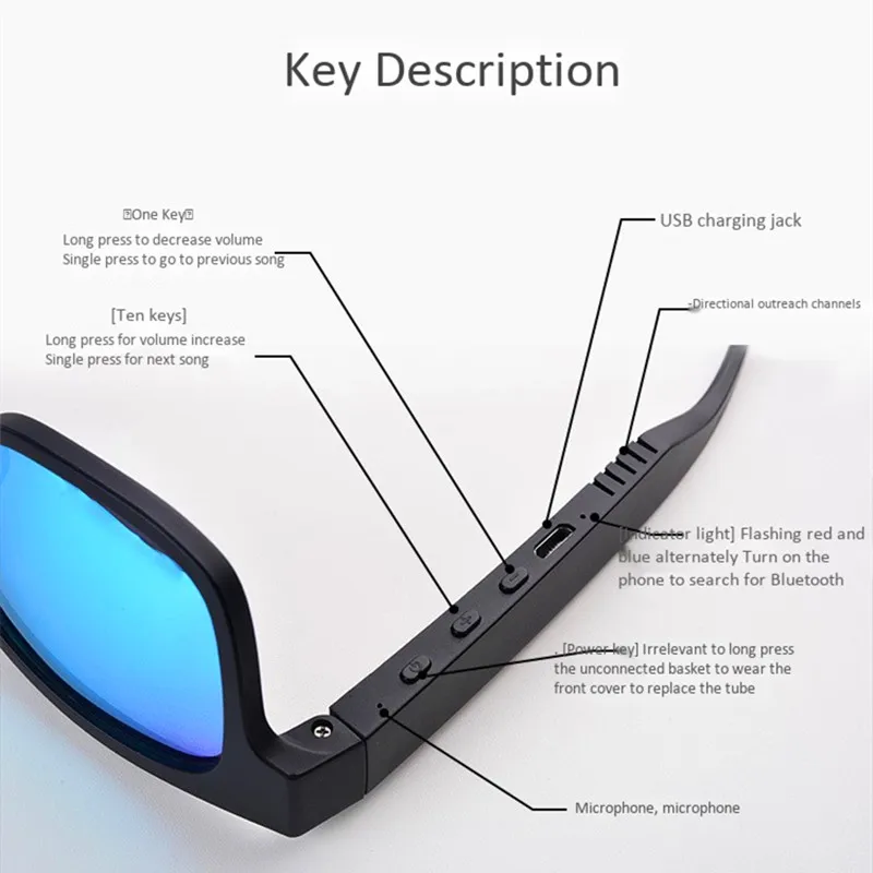 구매 블루투스 5.0 헤드셋 야외 멀티 컬러 선글라스 스포츠 헤드폰 휴대 전화 무선 이어폰 통화 음악 Binaural 안경