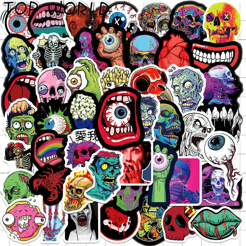 10/50Pcs/set Terror Series Eyes Skeleton Skull Gothic Cartoon Graffiti Stickers For Decals Laptop Luggage Diy Skateboard Helmet