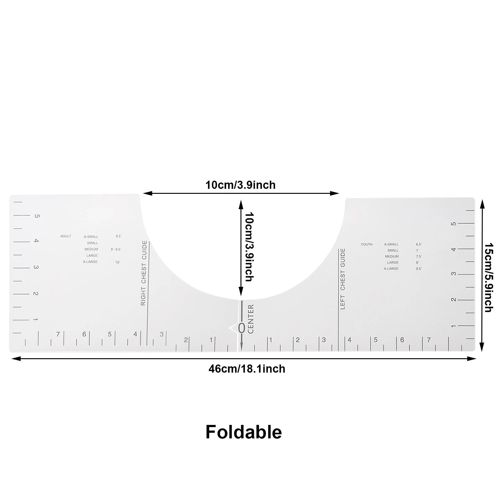 

Multi-function Plastic T-shirt Ruler French Sewing Ruler Tailor Ruler For Making T-shirt Clothing 360 Degree Ruler Measure Tool