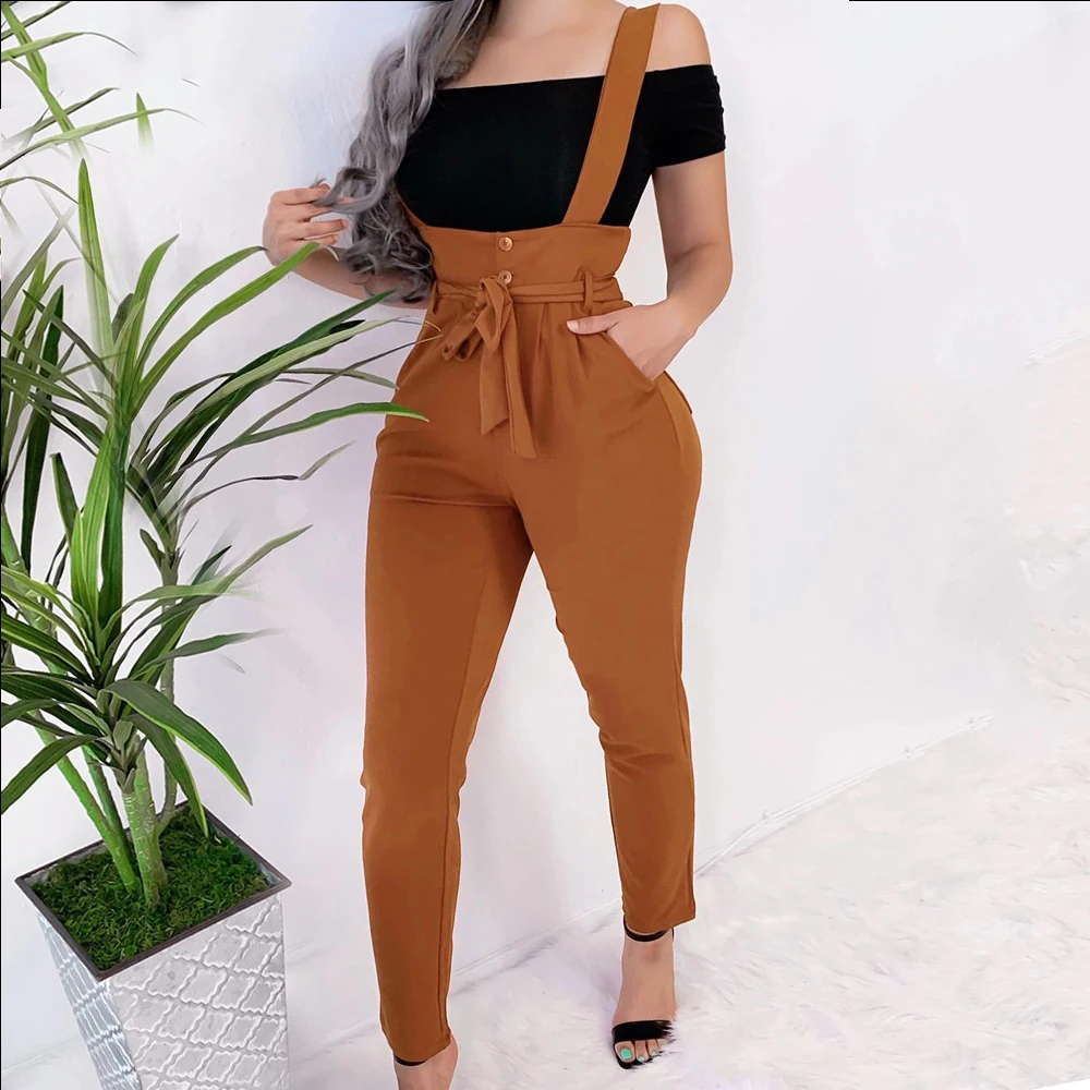 Женская Осенняя уличная одежда длинные штаны бандажный дизайн пуговицы карманы