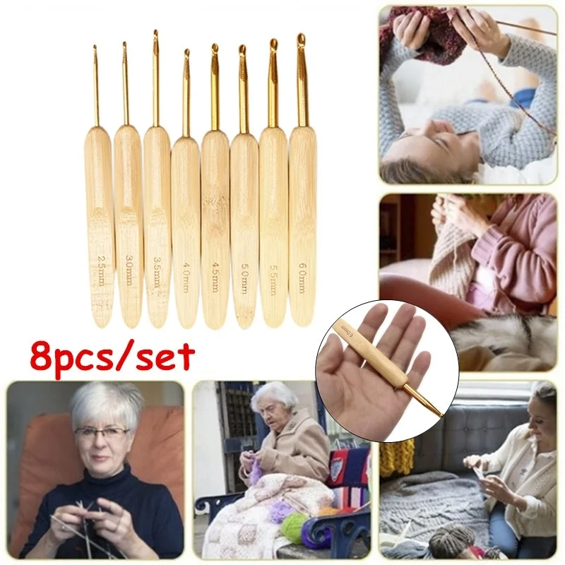 

1 комплект бамбуковый вязальный крючок набор игл Вязание ручка Ткань Пряжа швейные инструменты, нержавеющая сталь