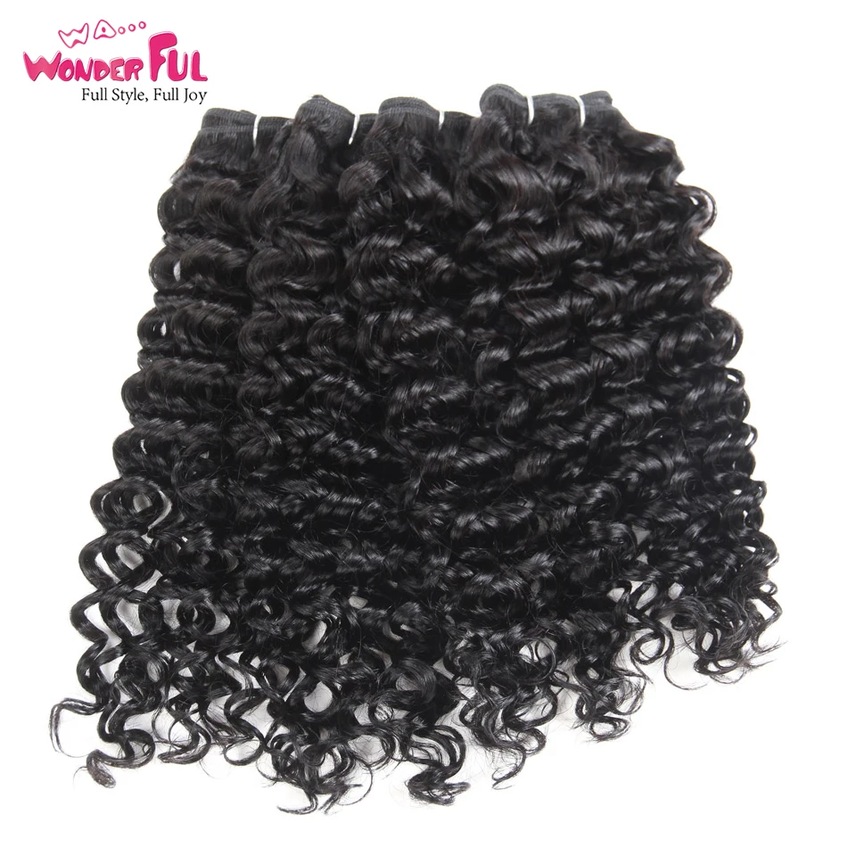 Малазийские кудрявые вьющиеся волнистые волосы 4 пучка 190 г/упак. Remy человеческие