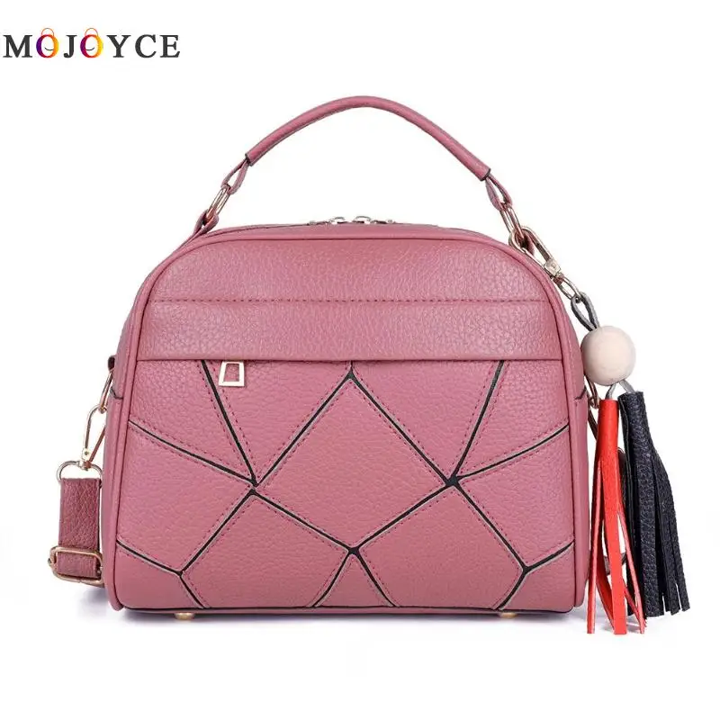 

Fashion Women Handbag Geometric Printed PU Leather Tassel Zipper Top-handle Bag Female Crossbody Bags