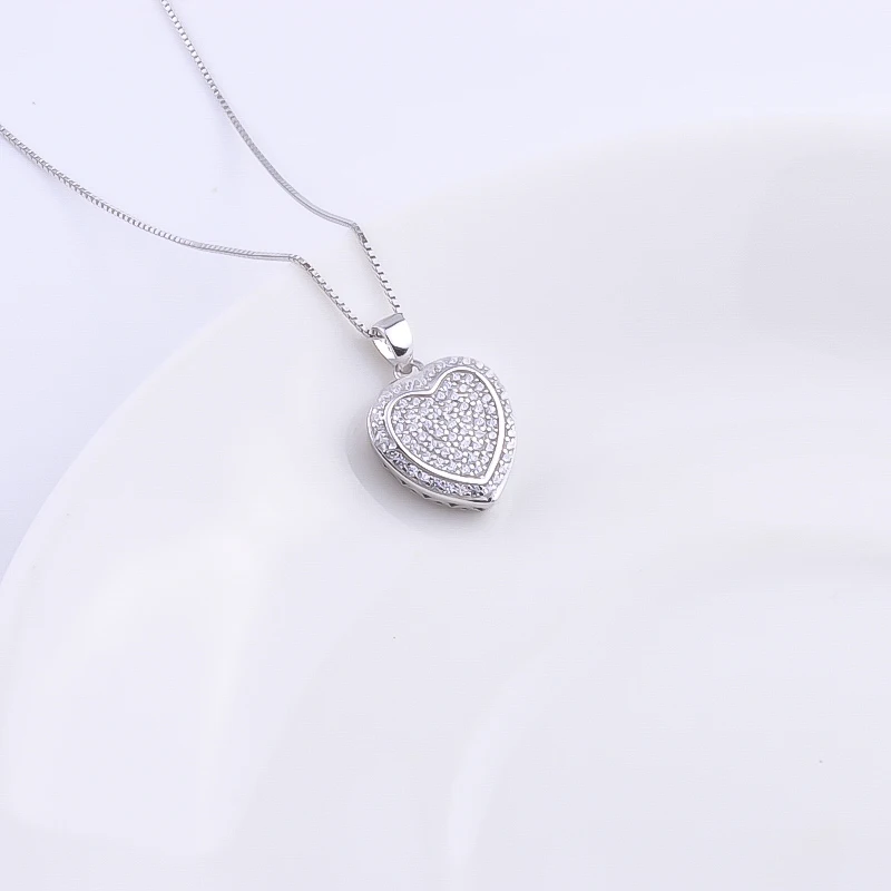 Pekurr 925 Sterling Silver Hollow Triangle Edge CZ Box Heart Necklace For Women Crystal Pendants Wedding Fashion Jewelry | Украшения и