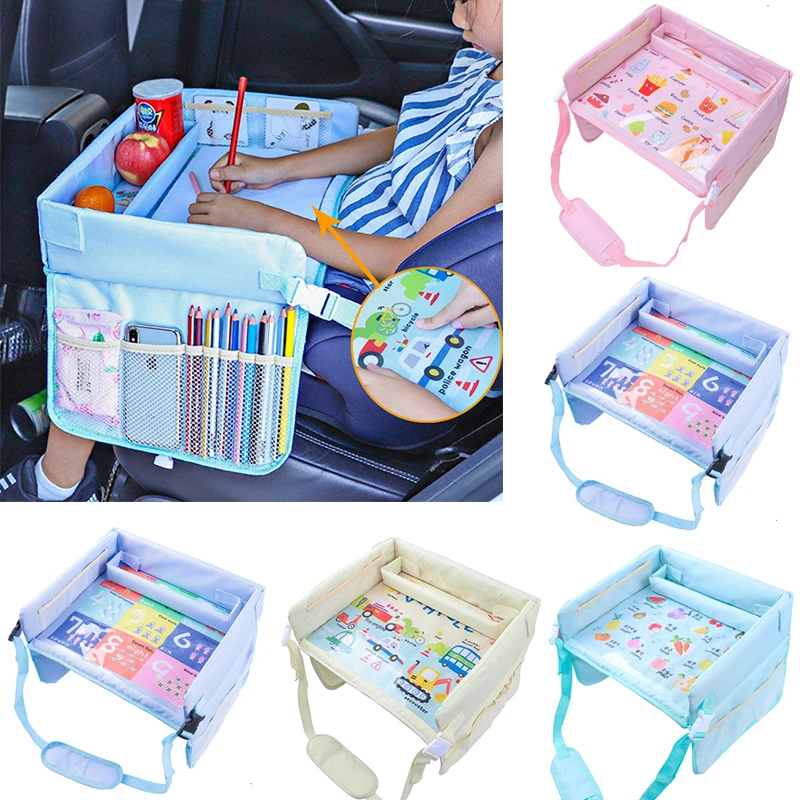 

Car Seat Travel Tray Safety Seat Play Table Organizer Storage for Baby Children Kids Stroller Snacks Toys Cup Holder Waterproof