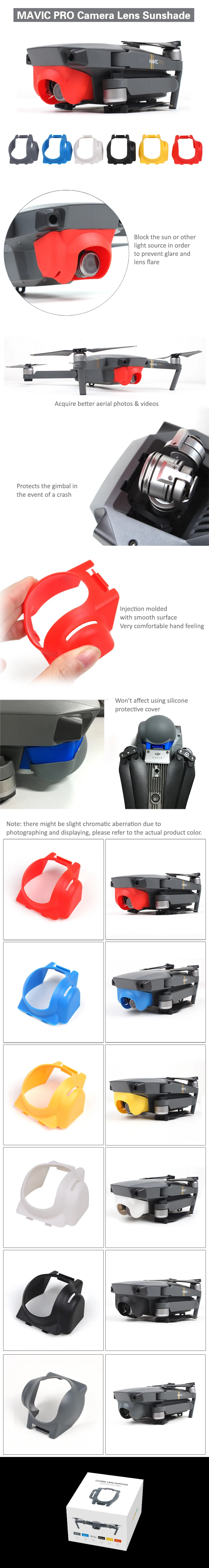 1 шт. защита для камеры SunnyLife Mavic Pro Gimbal с антибликовым покрытием, защита от солнца, защита для объектива DJI Mavic pro, защита от солнца