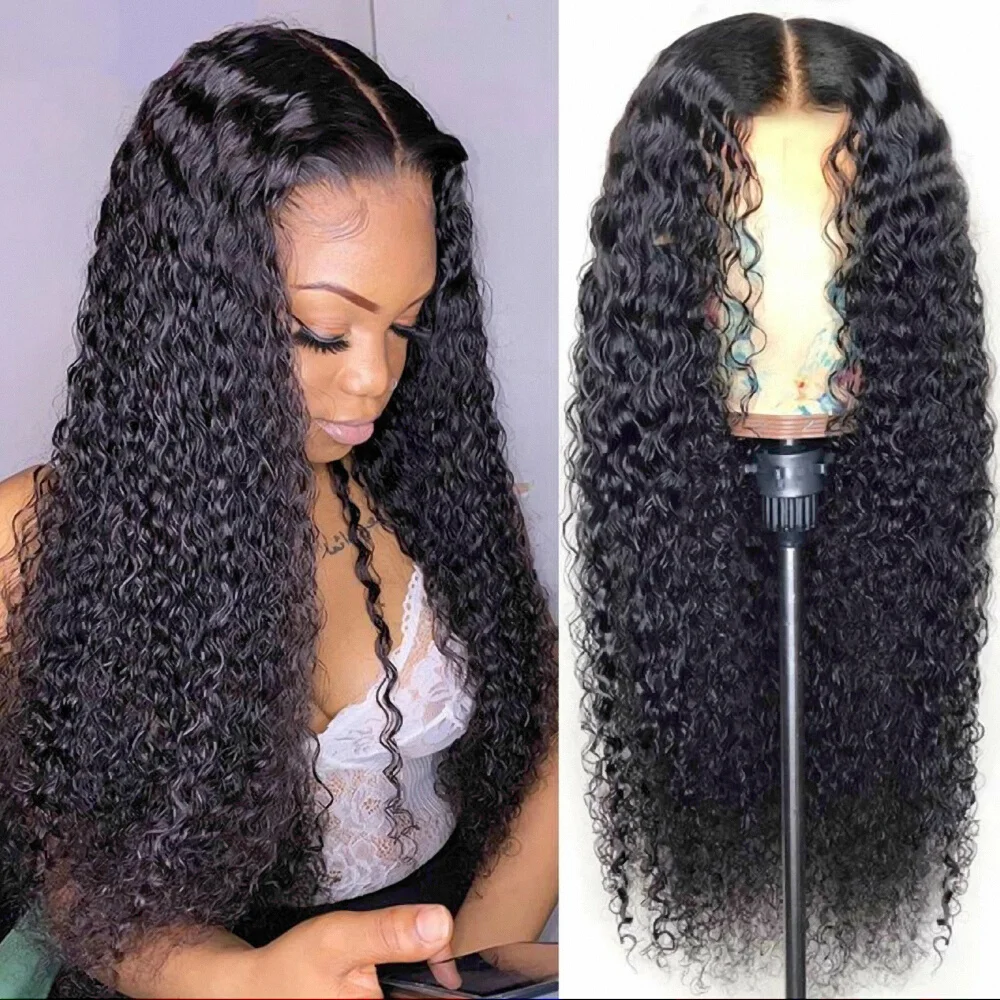 

300% Pre Plucked Kinky Curly Lace Front Human Hair Wig Bleached Knots for Women Remy Brazilian Hair Wig with Natural Hairline