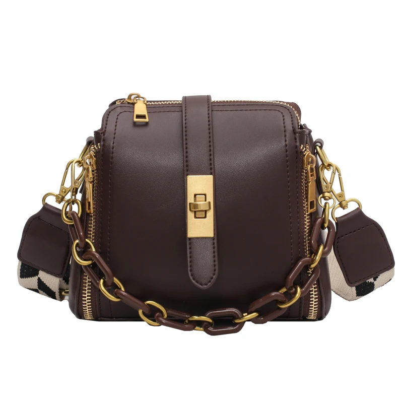 

Luxury Brand Handbag 2021 Fashion New High Quality PU Leather Women's Tote Chain Vintage Shoulder Crossbody Bucket Bags