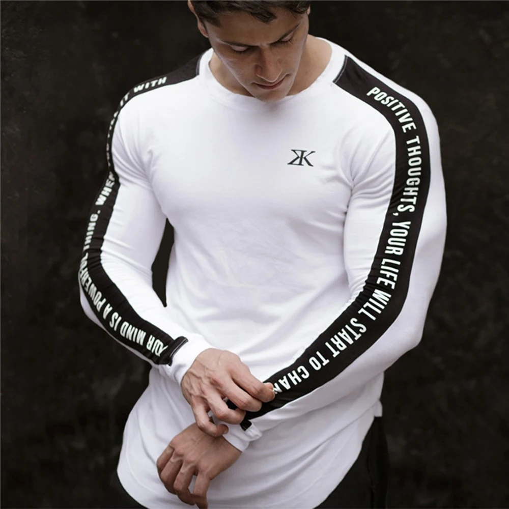 Футболка мужская Спортивная эластичная для фитнеса и бега топ с длинными
