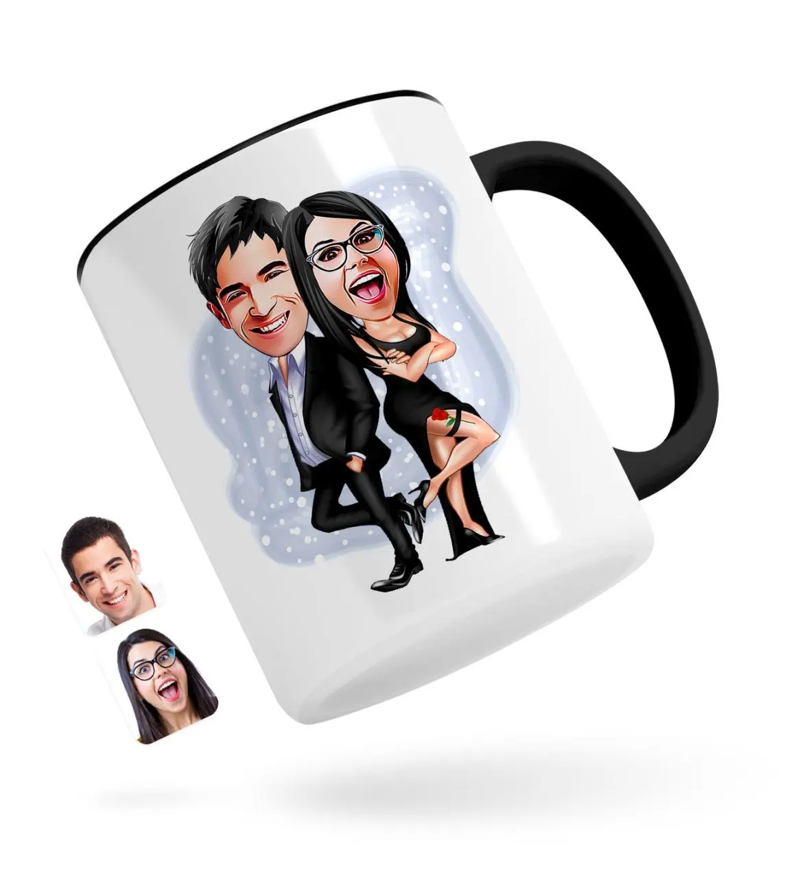 

Персонализированные день Святого Валентина карикатура черная кружка Bardak-6