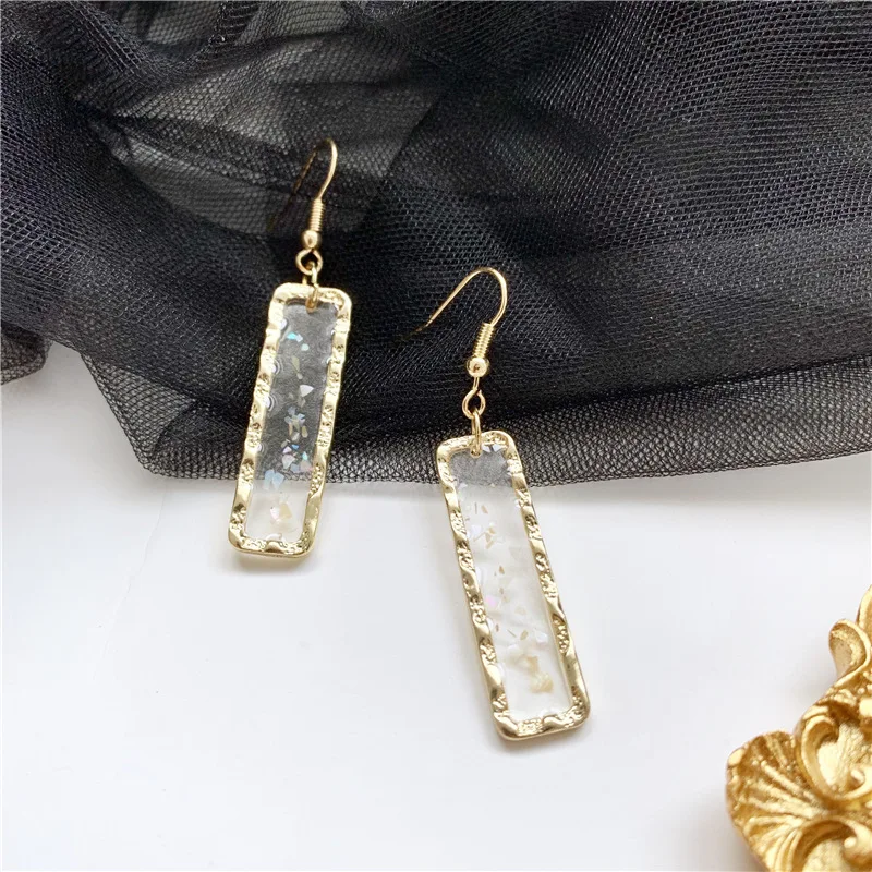 Корейские темпераментные простые геометрические прямоугольные серьги для