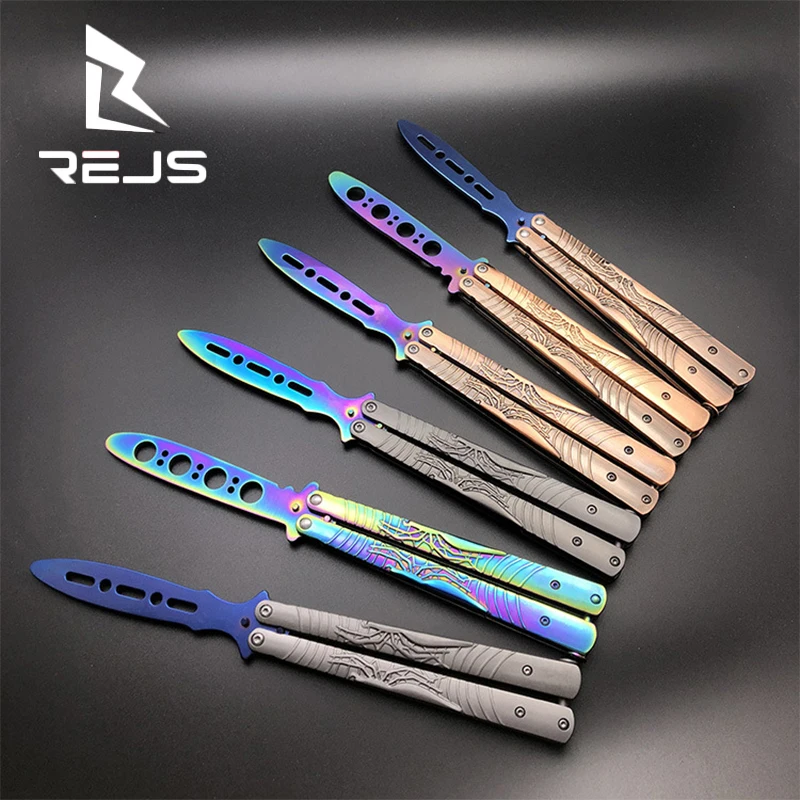 

Training Butterfly Knife Stainless Steel Knife Butterfly Folding Knife Cs Go Ganme Knife Dull Blade No Edge Tool