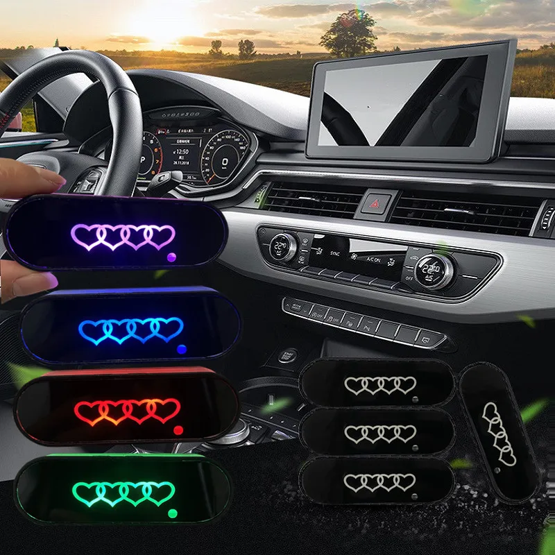 

Love Heart Logo light Car Smell Air Freshener Auto Vent Outlet Perfume Clip Fresh Aromatherapy for Audi Car Decoration Light