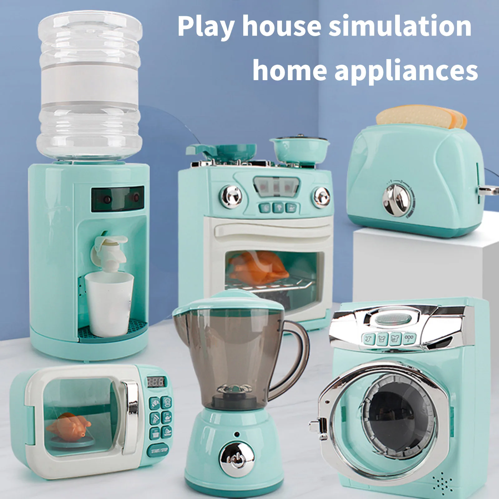 

Children Play House Kitchen Simulation Washing Machine Bread Maker Oven Microwave Girl Role Play Interactive Household Appliance