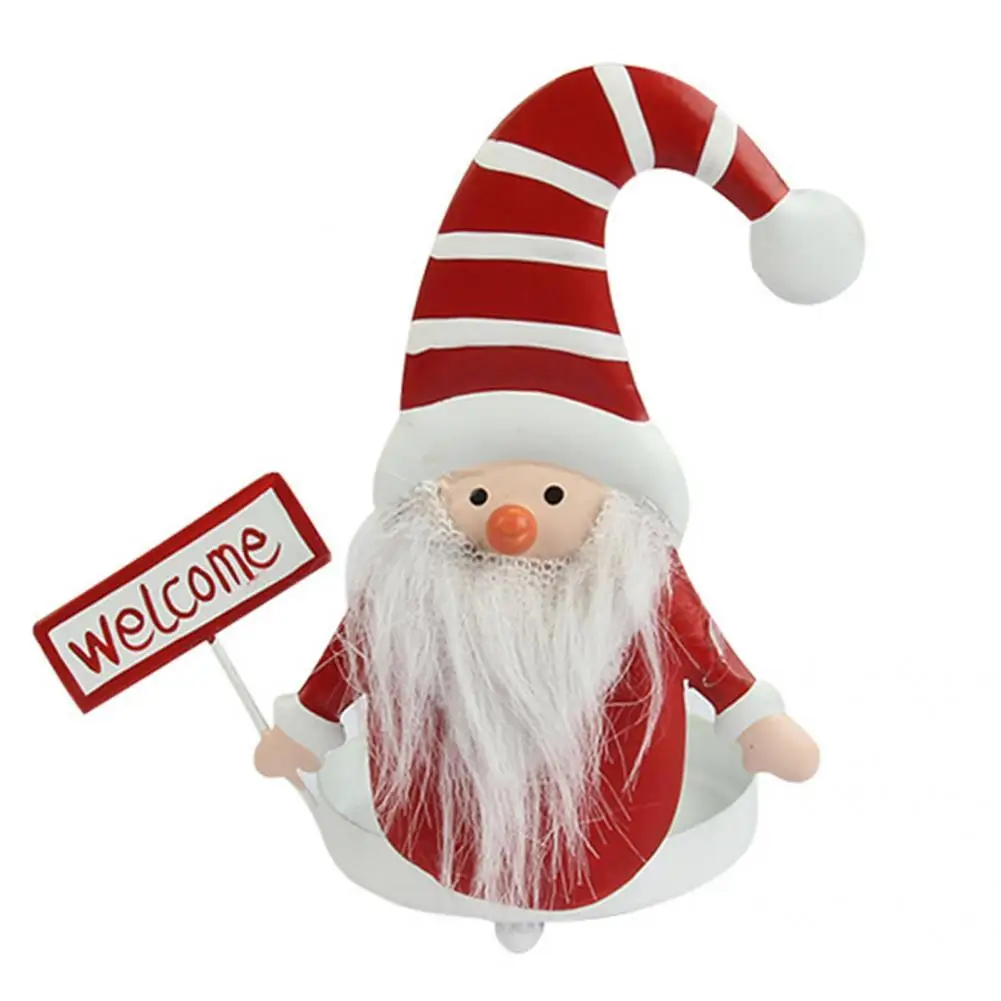

Visual Effect Unique Christmas Style Santa Claus Shape Candle Holder Wrought Iron Candlestick Eye-catching for Decoration