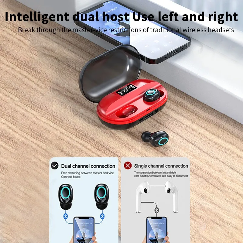 

A41 TWS Wireless Bluetooth Headsets Touch Control Earphones Emergency Charging Stereo Earbuds With LED Digital Display & Mic