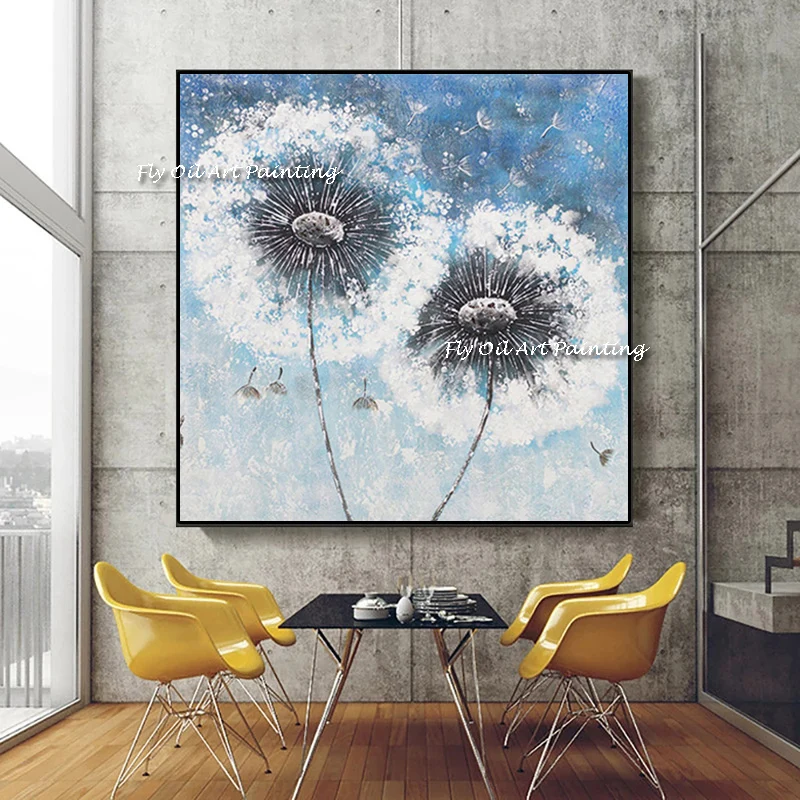 

The Best Hand-painted Color Oil Painting Mural Corridor Abstract Pictures for Home Decoration Flower Dandelion Wall Artworks