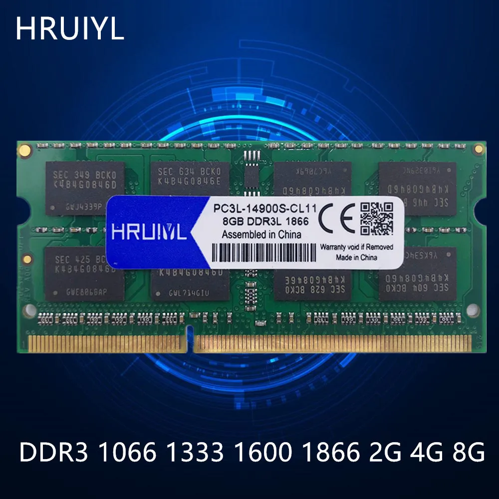 Оригинальная память HRUIYL DDR3, 2 ГБ, 4 ГБ, 8 ГБ, 1,5 в, 1066, 1333, 1600, 1866 МГц, SO-DIMM, карта памяти DDR3L, 1,35 в