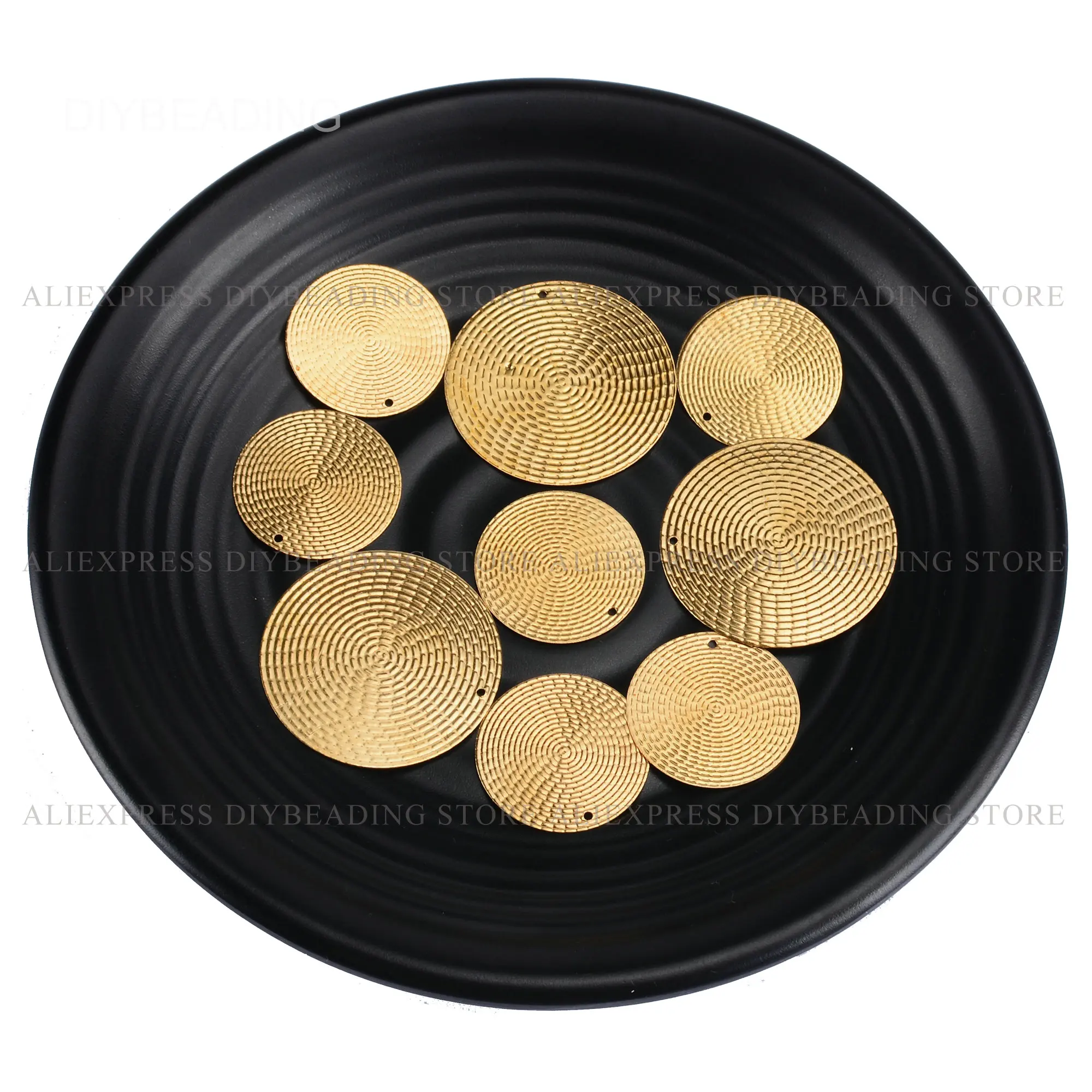 

10-200 Pcs Brass Spiral Textured Disk/ Helix Round Plate/ Figured Flat Blank Circle Disc Coin Stamping Finding Supply(25mm 35mm)