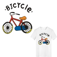cartoon bicycle patch iron on transfers letter patches for clothing applique heat transfer vinyl ironing stickers on clothes