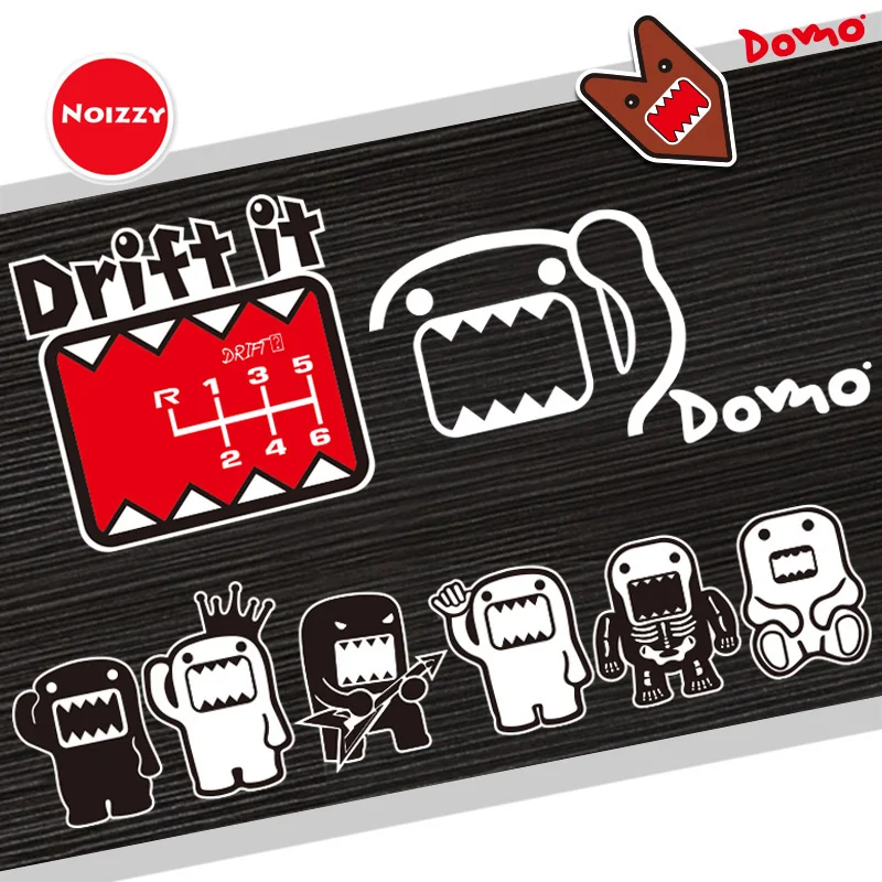 Noizzy Domo Kun забавная Автомобильная наклейка, мультяшная Автомобильная наклейка, милая шестерня, виниловая Светоотражающая черно-белая накладка на окно, тюнинг автомобиля