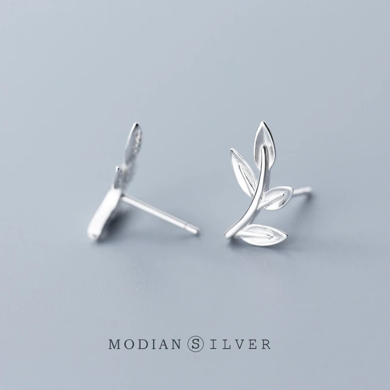 Modian Серебро 925 серьги-гвоздики в форме растения для Для женщин пробы серебро