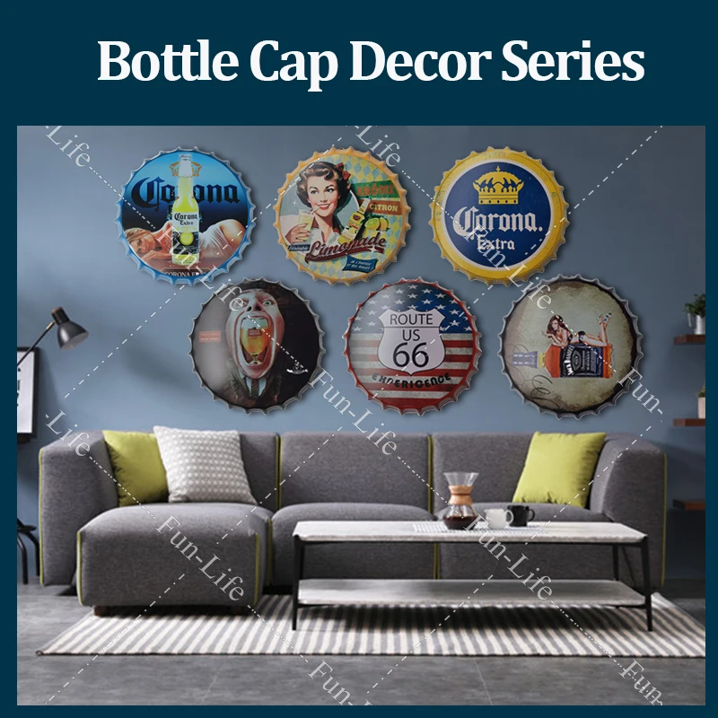 

Beer Bottle Cap Beer Vintage Metal Tin Signs Cafe Bar Signboard Wall Decor Retro Plaque Nostalgia Metal Poster 35/20CM