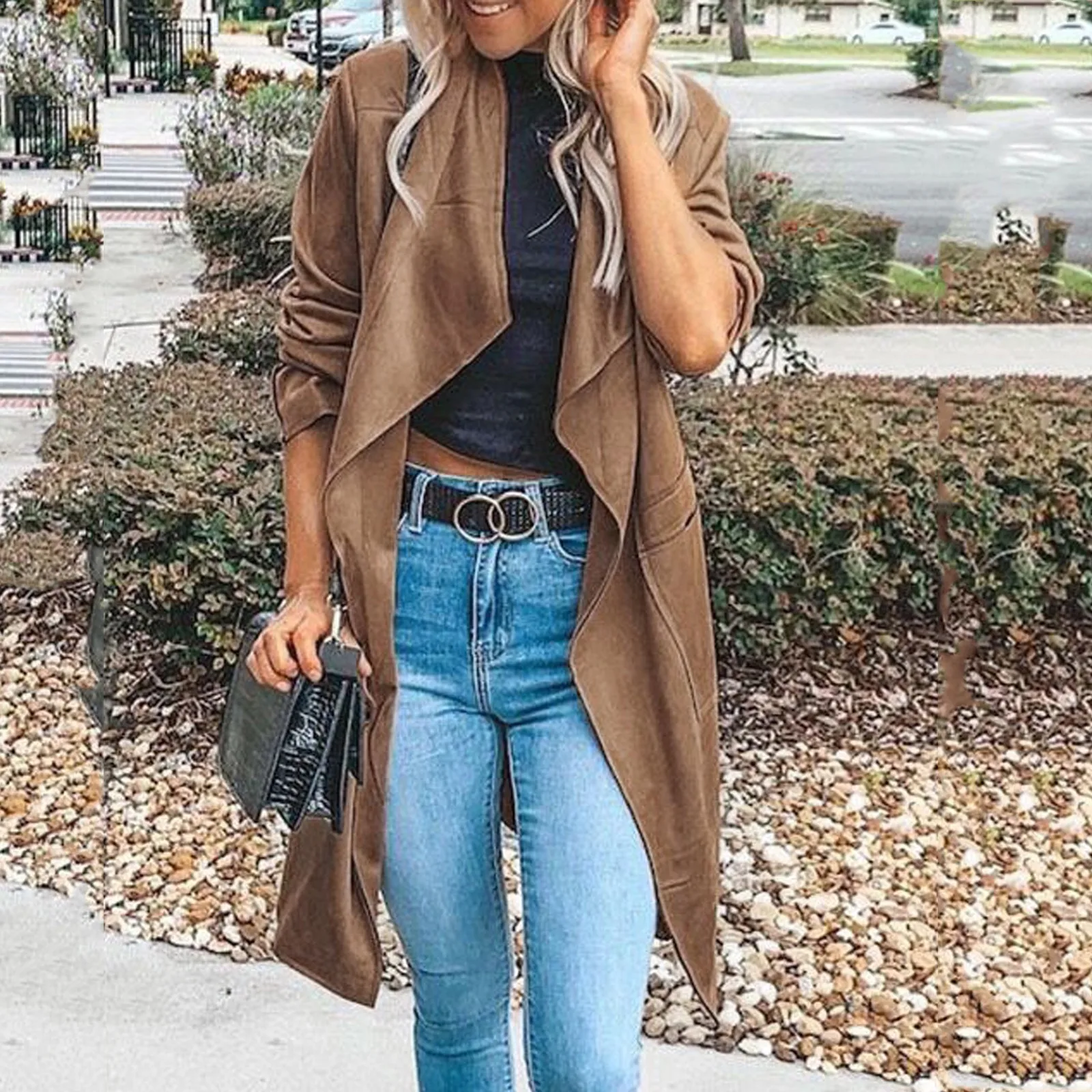 

Fahion Women's Deer Velvet Pockets Warm Winter Oversized Outwear Long Coat Fashion 2021 Simple Fashion Slim Women