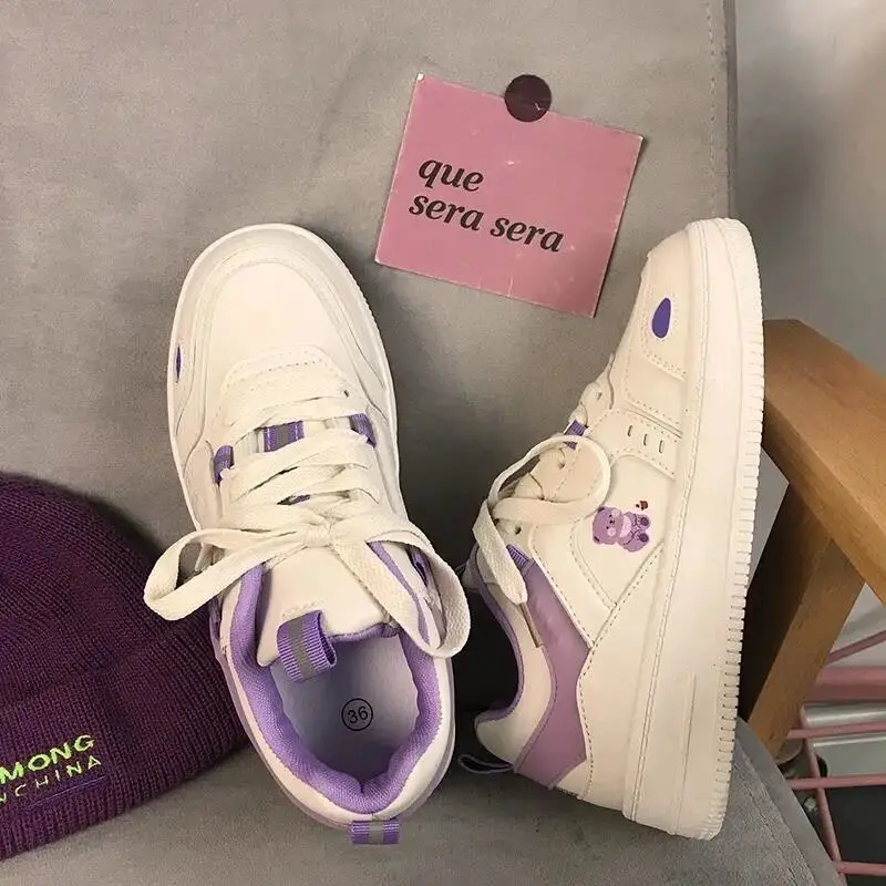 

Модные весенние женские кроссовки, Женская обувь в Корейском стиле, женская повседневная обувь на шнуровке, дышащая женская обувь, фиолетов...