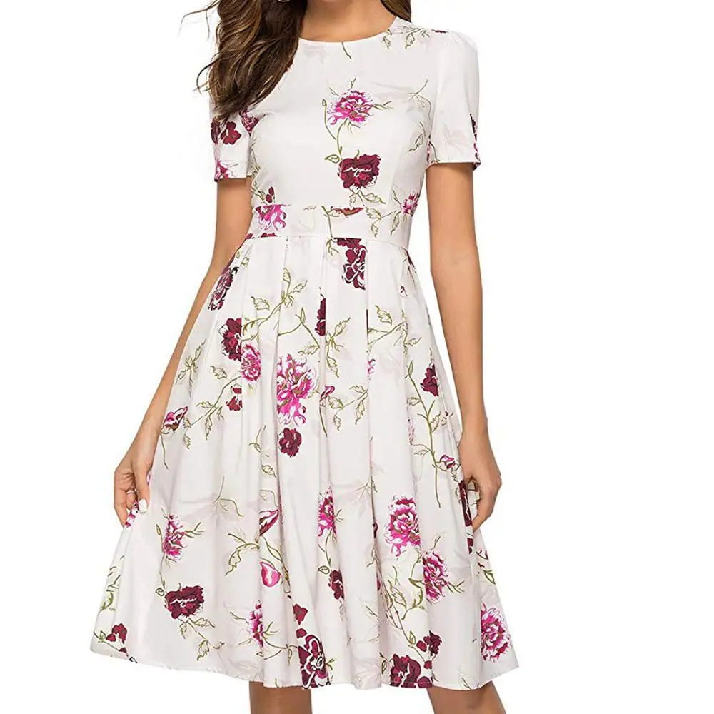 Женское платье 2019 модное повседневное элегантное трапеция с винтажным цветочным