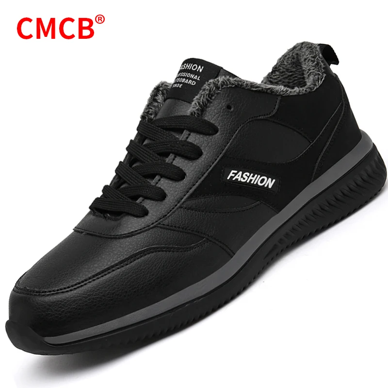 Men Winter Shoes Warm Male Plush Snow Leather Breathable Light Air Sport High Quality Waterproof Work Sneakers Mens | Обувь