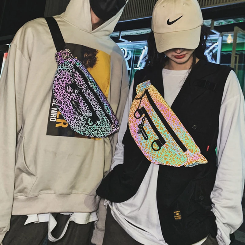 Светоотражающая нагрудная сумка для мужчин и женщин с геометрическими узорами