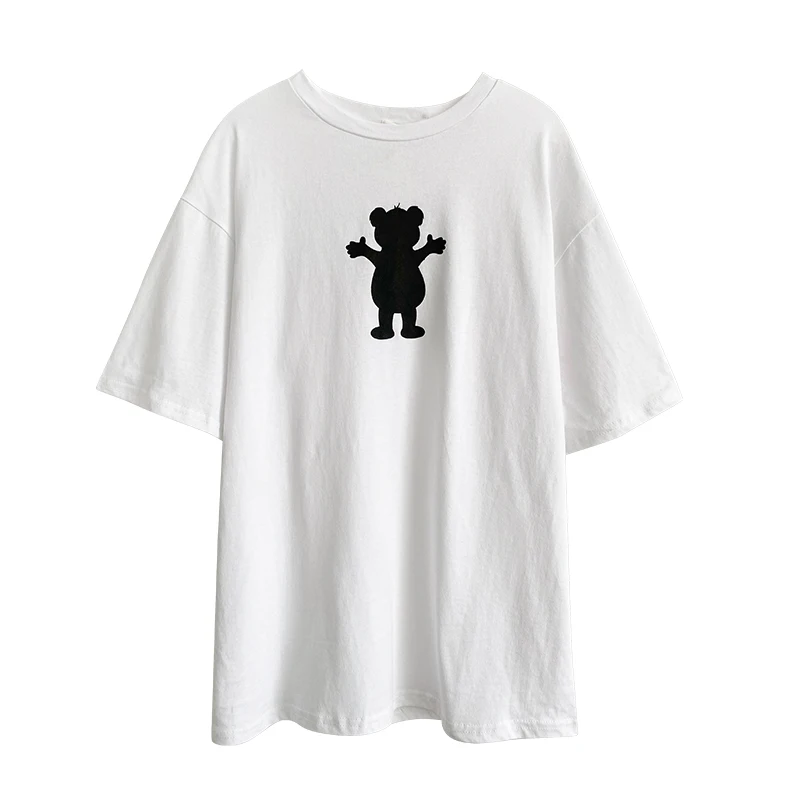 

Crescent City Loose Bear Printed Short-Sleeved T-shirt Female Summer Korean Style Simple and Casual Student Versatile Short Top