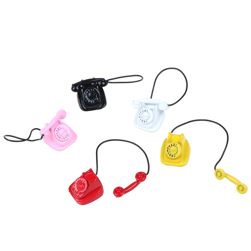 

New Arrival 1:12 Dollhouse Miniature Old Fashioned Vintage Phone Telephone 5 Colors