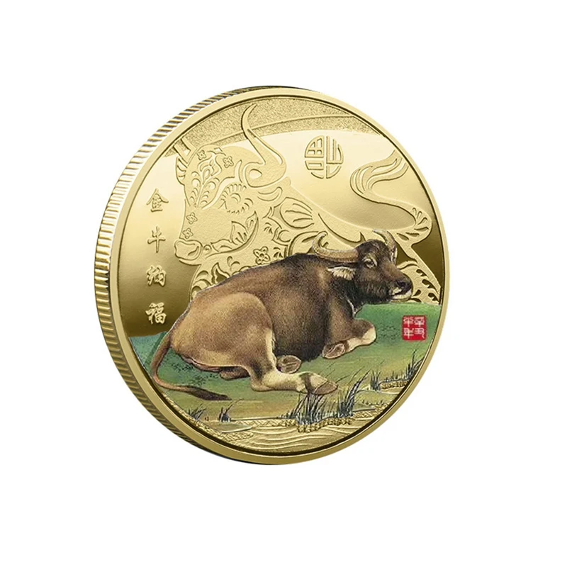 

1Pcs 2021 Year Of The Ox Commemorative Coin Lucky China Souvenir Collectible Coin Non-currency Coins For Gift