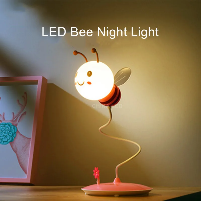 

LED Touch Cartoon Bee Night Lights USB 5W Charging Night Lamp Creative Dimming Reading Lamp for Bedside Baby's Room Infant Gift