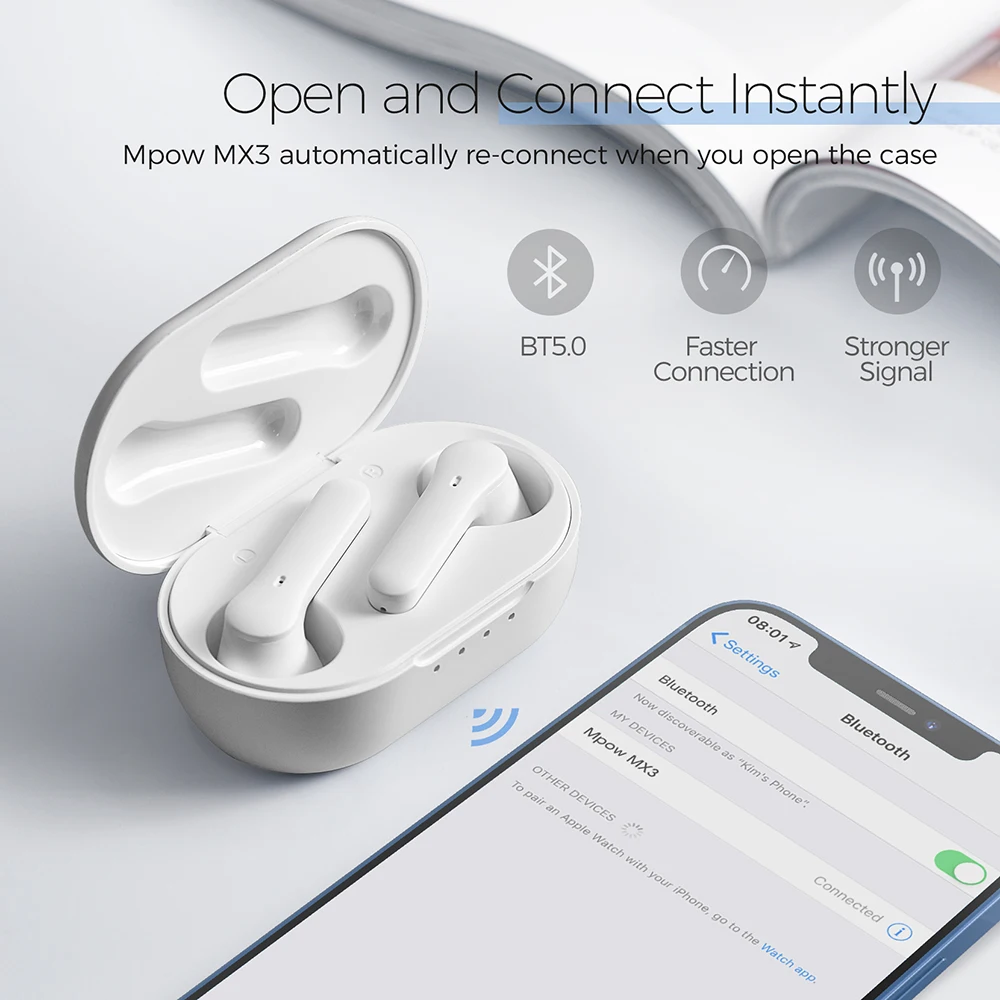 Беспроводные наушники Mpow MX3 с микрофоном универсальные TWS для телефона Bluetooth