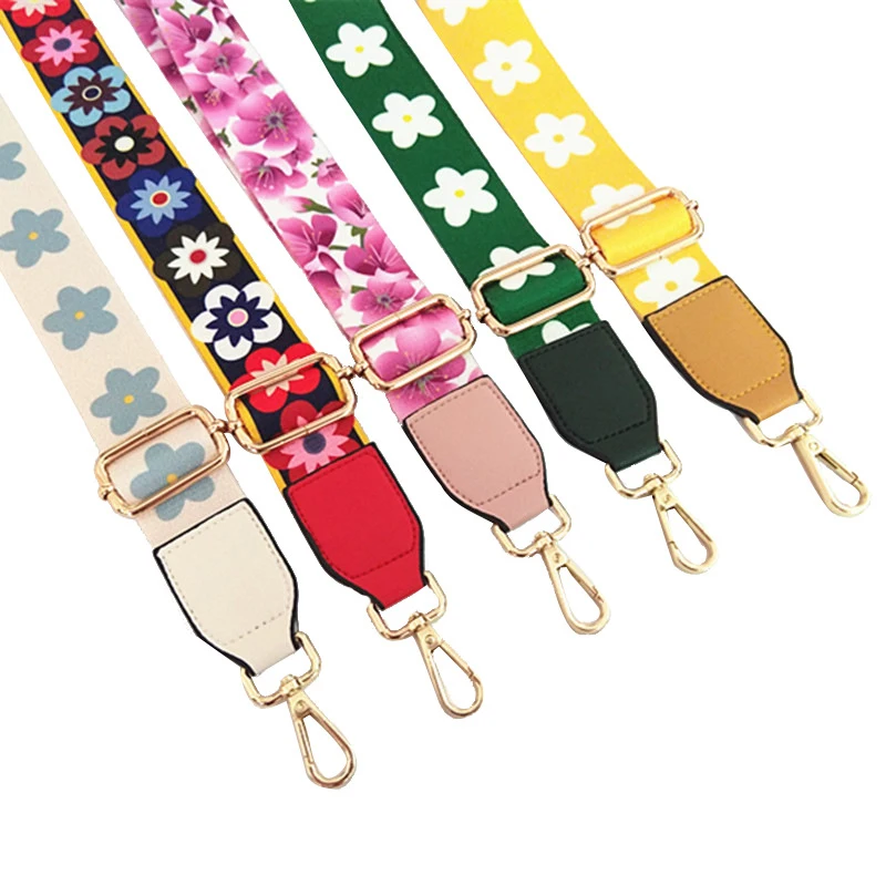 

Fashion Rainbow Belt Bag Straps Nylon Flower Women Shoulder Strap Adjustable Wide Strap Parts for Bag Accessories bag Handle