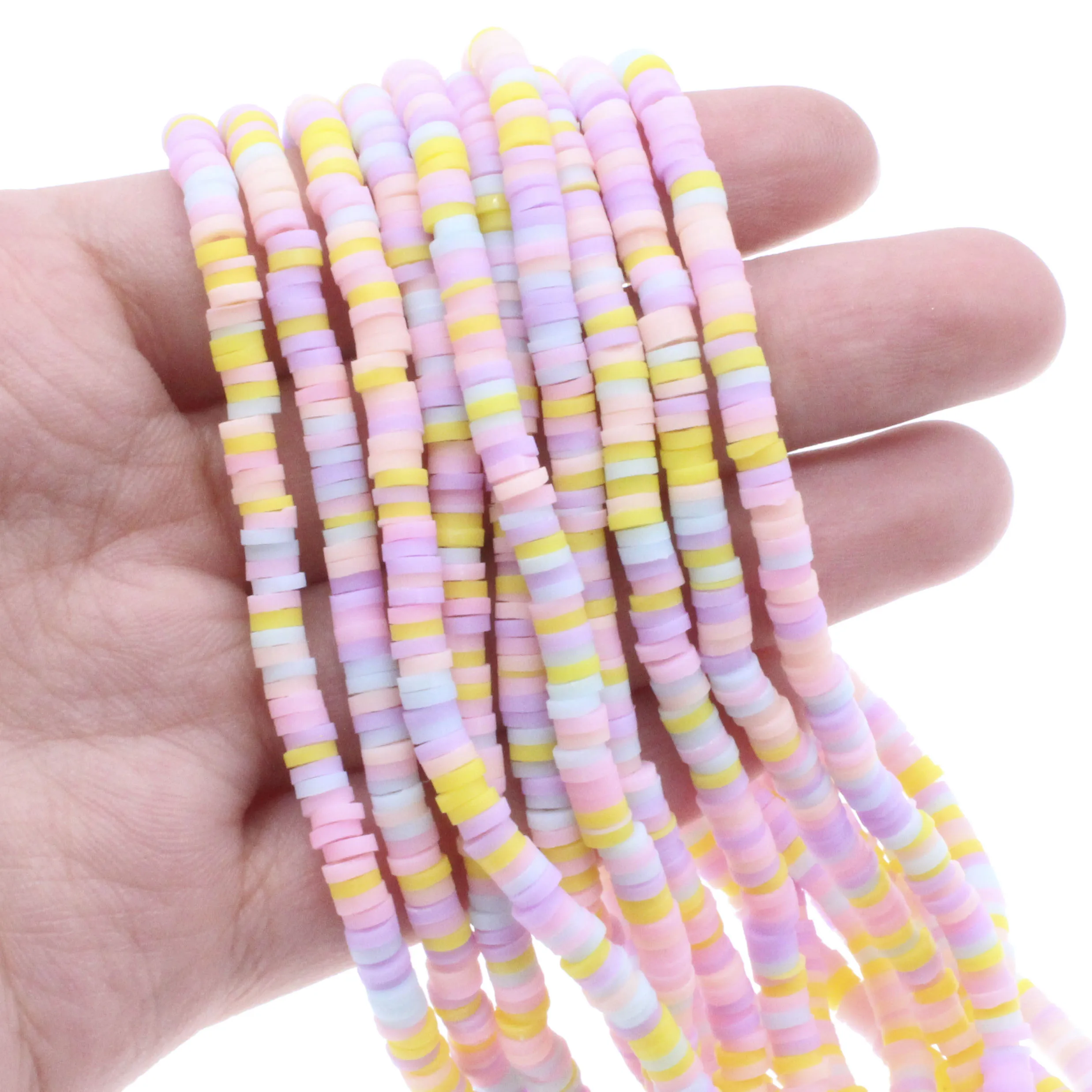 

CHONGAI Flat Round Polymer Clay Beads Chip Disk Loose Spacer Handmade Beads For DIY Jewelry Making Bracelet Finding 4mm