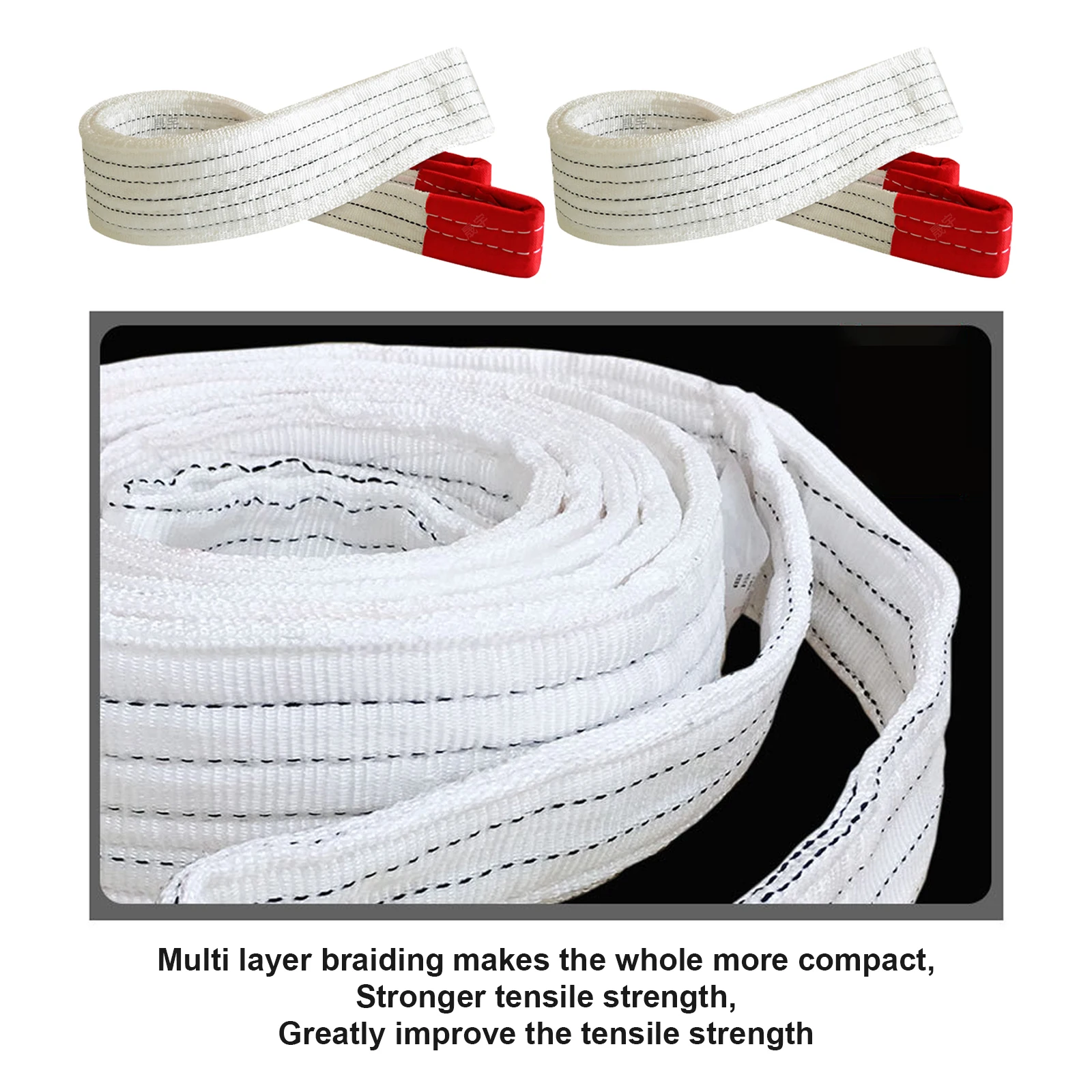 

4 Layer Braiding Wear Resistant Lifting Sling Crane Hoisting Industrial Hoisting Flat Belt Trailer Rope Bearing Weight 1-2T