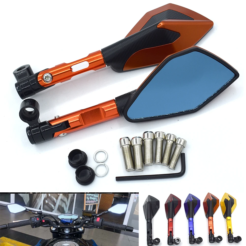 Универсальное алюминиевое зеркало заднего вида мотоцикла с ЧПУ синее для YAMAHA XMAX200 XMAX250 XMAX300 XMAX400 TMAX530